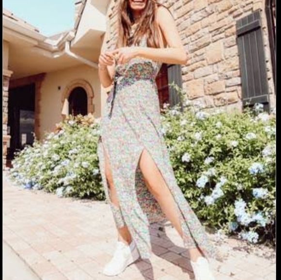 Silk & Salt Floral Halter Split Maxi Dress - Picture 5 of 15